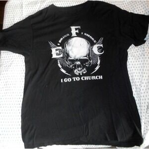 Eric Church Tour Shirt Size M Black Eric FN Church Skull Drink Smoke go to Churc